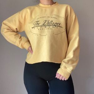 Yellow The Villages Cropped Crewneck Sweatshirt